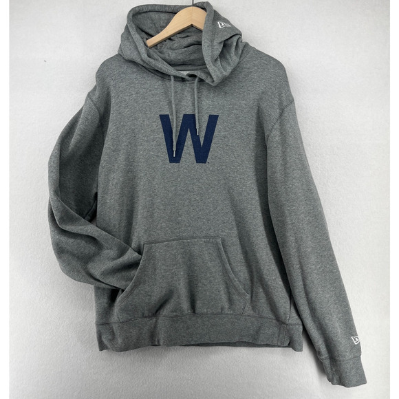 CHICAGO CUBS Hoodie Adult XL NEW ERA Fly the W Flag MLB Fleece Sweatshirt Gray - Picture 2 of 16